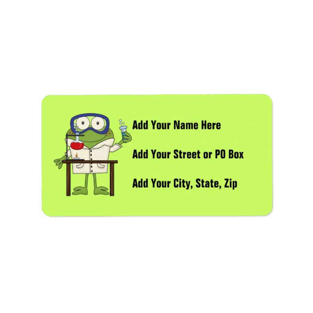 Étiquette La grenouille dans le laboratoire scientifique (Devant)