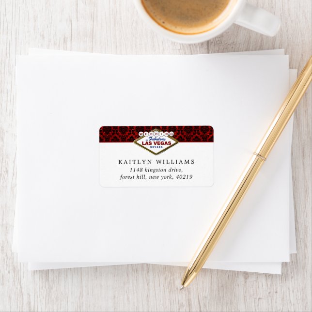 Étiquette La Parties scintillant Damask Las Vegas Mariage Co (En situation)