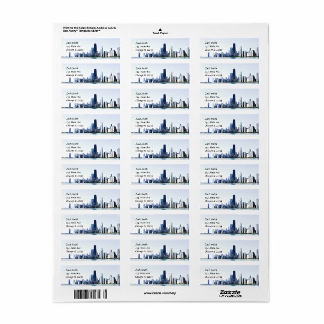 Étiquette La photo de Chicago Skyline allégée (Feuille entière)