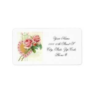 Étiquette La plupart de beaux roses et coeur roses vintages