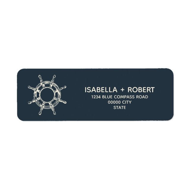 Étiquette La roue du navire bleu | Rose nautique des vents (Devant)