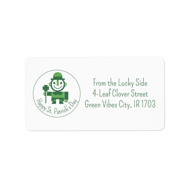 Étiquette La Saint-Patrick avec un lutin chanceux minimalist (Devant)