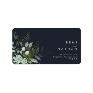 Étiquette La verdure et la feuille d'or Dark Navy Adresse