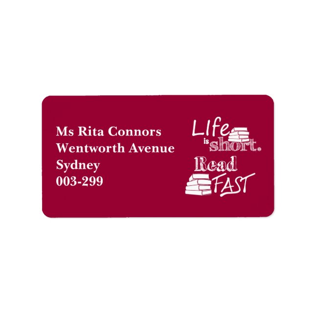 Étiquette La vie est courte, la lecture rapide (Devant)