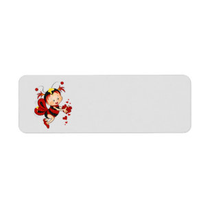 Étiquette L'abeille rouge et les coeurs de la Saint-Valentin