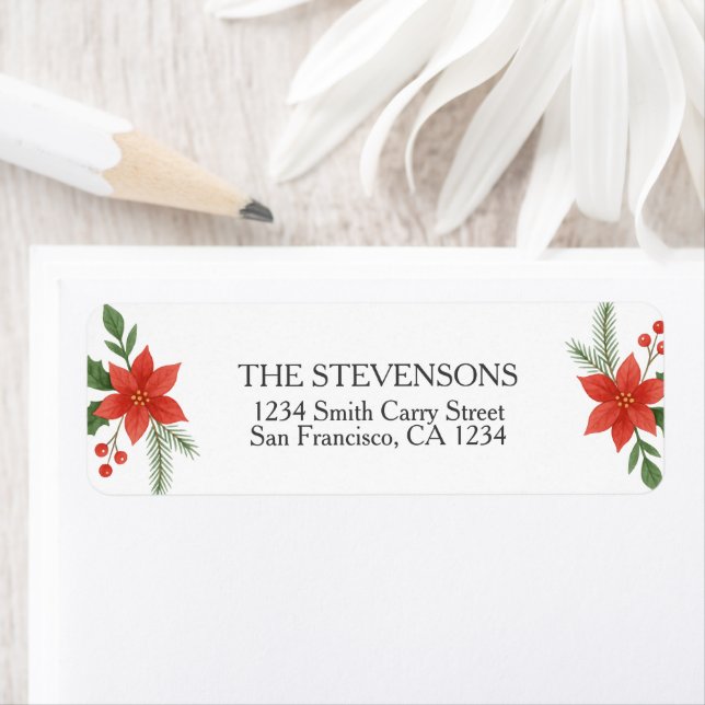 Étiquette Label Christmas Greenery and Berry Adresse de reto (En situation)