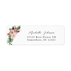 Étiquette Label d'adresse de retour Champagne & Pink Floral