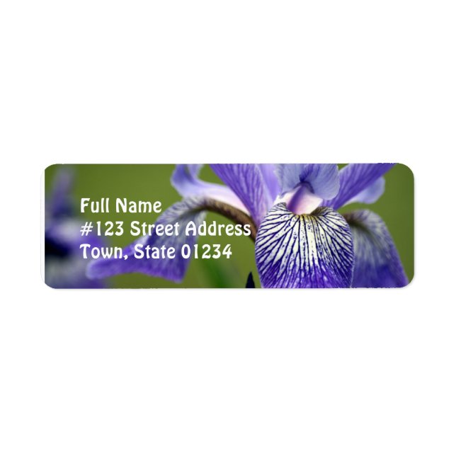 Étiquette Label d'adresse de retour de fleur iris de Sibérie (Devant)