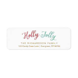 Étiquette Label d'adresse de retour Holly Jolly Christmas