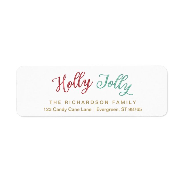 Étiquette Label d'adresse de retour Holly Jolly Christmas (Devant)