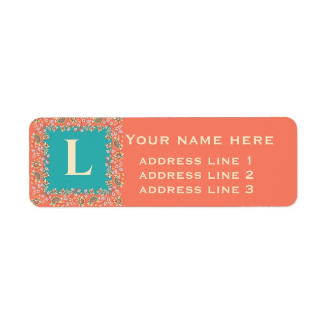 Étiquette Label d'adresse de retour Kalamkari (Devant)