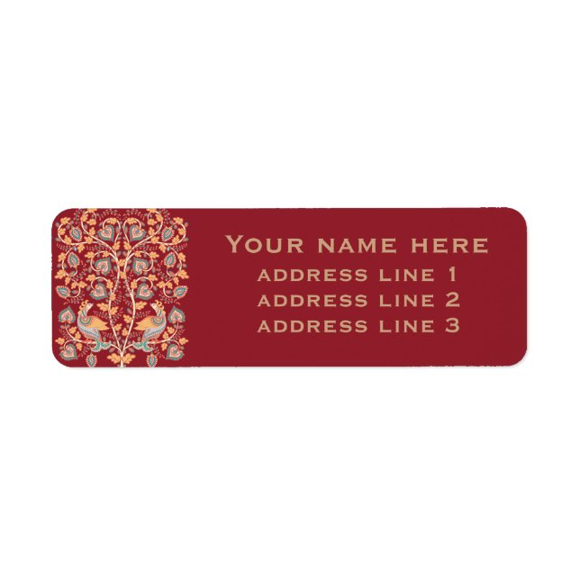 Étiquette Label d'adresse de retour Kalamkari (Devant)