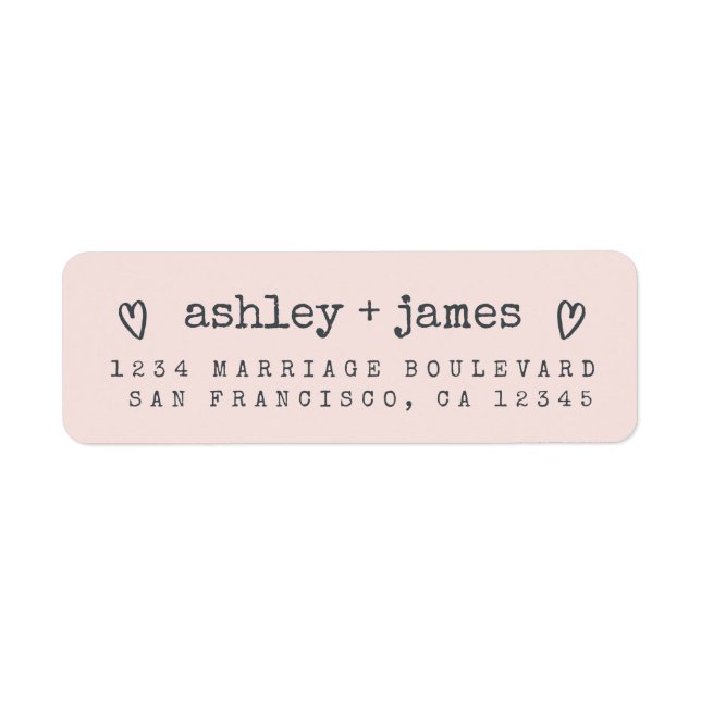 Étiquette Label d'adresse de retour pour Mariage rose Pastel (Devant)