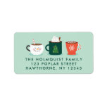 Étiquette Label de l'adresse de retour Christmas Mugs<br><div class="desc">Ce étiquette présente de mignonnes tasses de vacances illustrées pour donner un câlin chaud à vos amis et votre famille.</div>