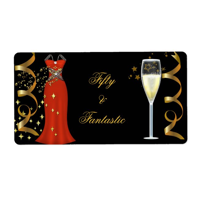 Étiquette Label Fantastique Robe Rouge Noir Or (Devant)
