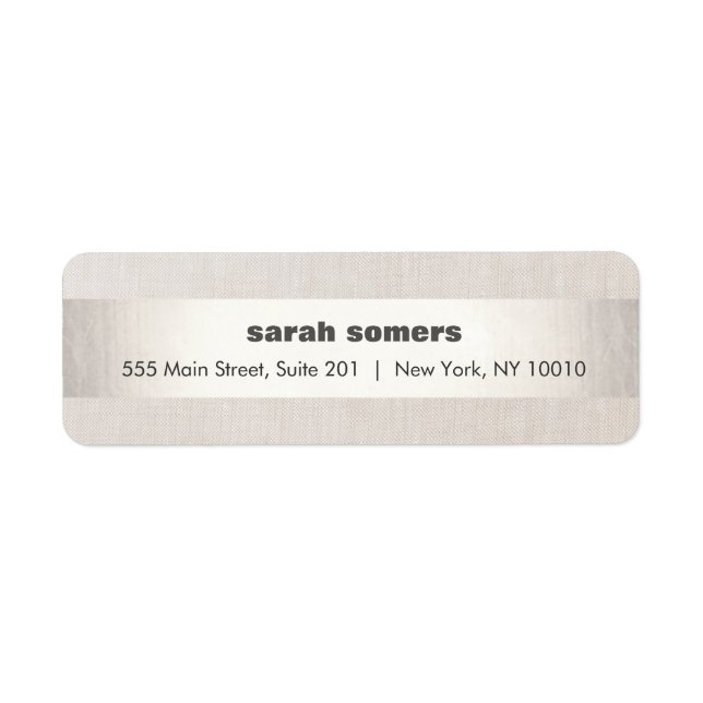 Étiquette Label Linen Silver Elegant Striped Address (Devant)