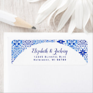 Étiquette Label Mariage de retour Blue Azulejos Arch