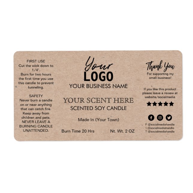 Étiquette Labels de Candle Vintage (Devant)