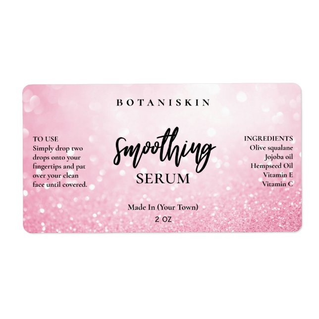 Étiquette Labels Glam Bokeh Pastel Pink Face Serum (Devant)