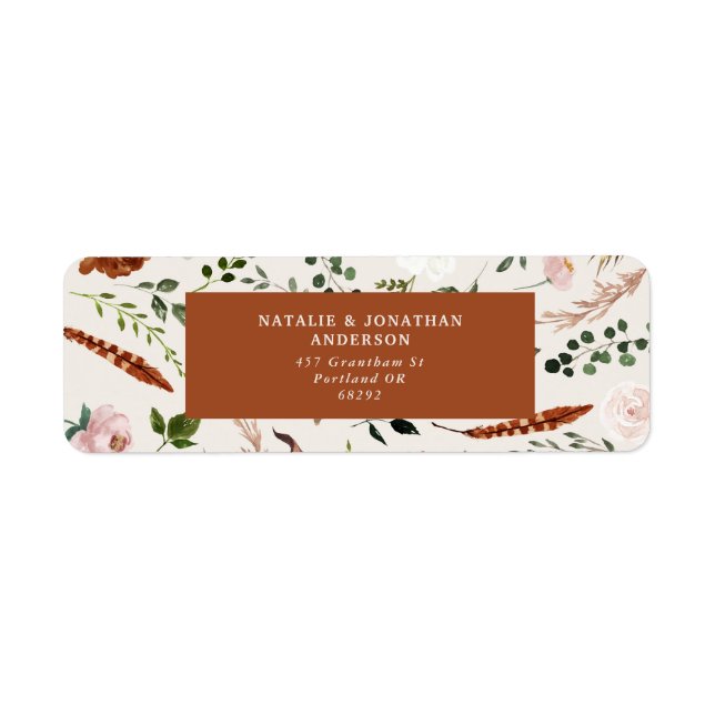 Étiquette Laboratoire de mariage floral en terre cuite noire (Devant)