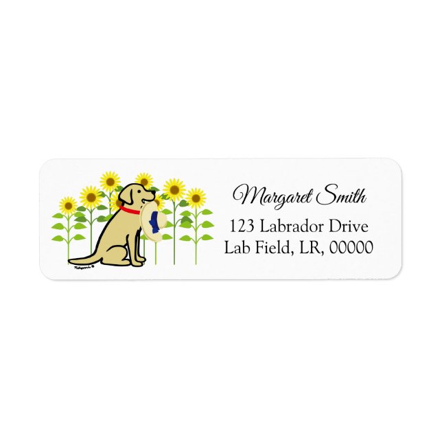 Étiquette Labrador jaune et tournesols été (Devant)