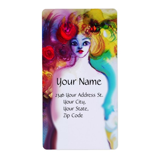 Étiquette LADY FLORA Artiste de maquillage du salon de beaut (Devant)