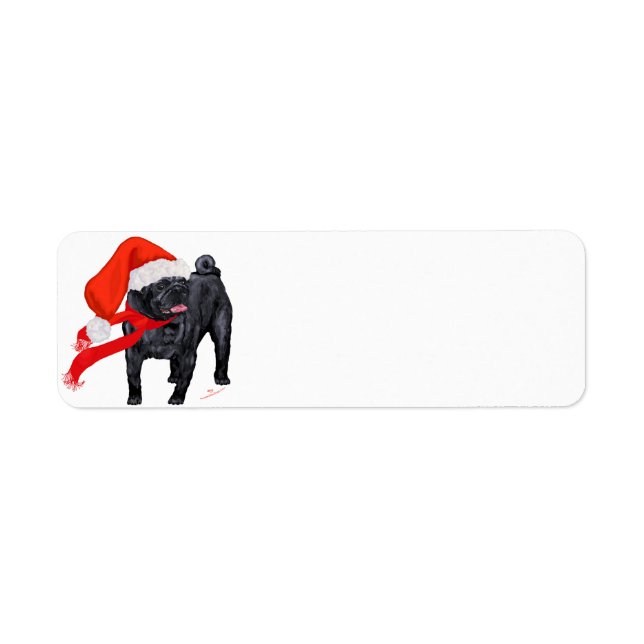 Étiquette L'aide de Père Noël Pug (Devant)