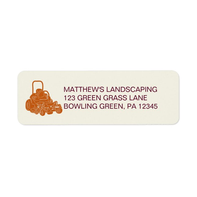 Étiquette Landscaping Lawn Mowing Business Return Adresse (Devant)