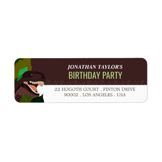 Étiquette L'anniversaire des enfants de partie de dinosaure