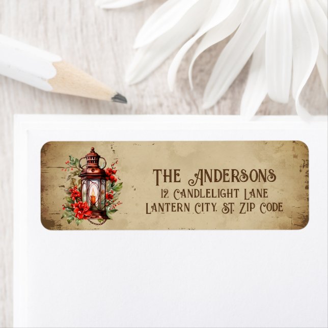 Étiquette Lanterne Vintage rétro (En situation)