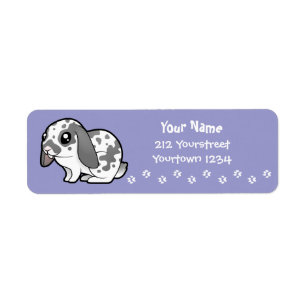 Étiquette Lapin de dessin animé (oreille tombante, poils lis