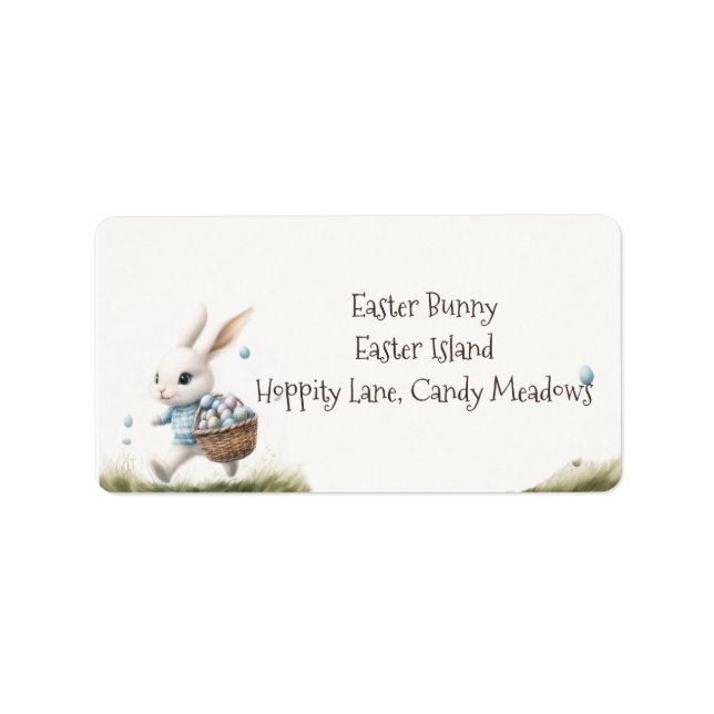 Étiquette Lapin de Pâques blanc à l'aquarelle  (Devant)