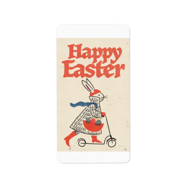 Étiquette Lapin de Pâques heureux (Devant)