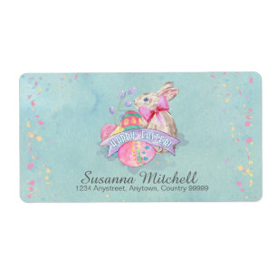 Étiquette Lapin de Pâques, Oeufs et Confetti ID377