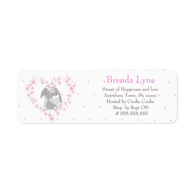 Étiquette Lapin Lapin Fille Baby shower rose (Devant)