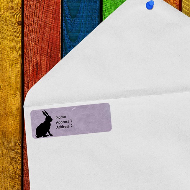 Étiquette Lapin Noir Silhouette Marbré violet (Créateur téléchargé)