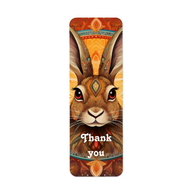 Étiquette Lapin Solarpunk aux yeux marrons (Devant)