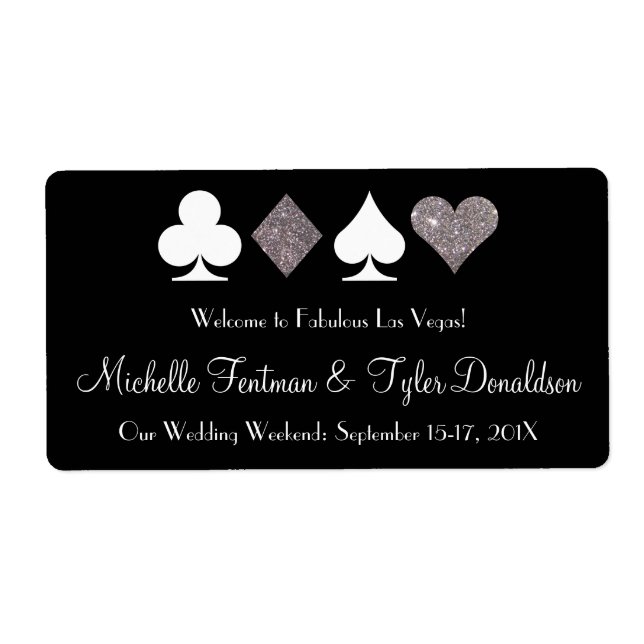 Étiquette Las Vegas Faux Parties scintillant en argent Étiqu (Devant)