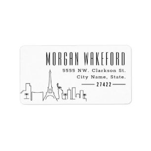 Étiquette Las Vegas Moderne Déco Skyline Large