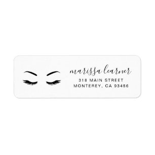 Étiquette Lashes Minimaliste noir et blanc Adresse de retour