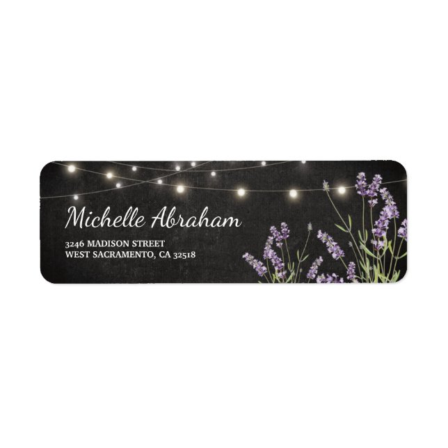 Étiquette Lavande Rustique Chaîne Lumières à double (Devant)