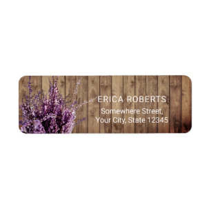 Étiquette Lavande Rustique Floral Country Grange Bois