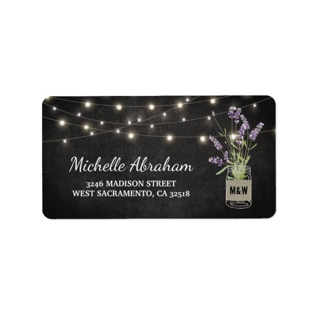 Étiquette Lavande Rustique Mason Lumières Jar (Devant)