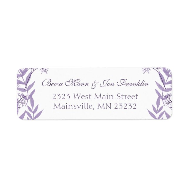 Étiquette Lavande violet Mariage Botanique (Devant)