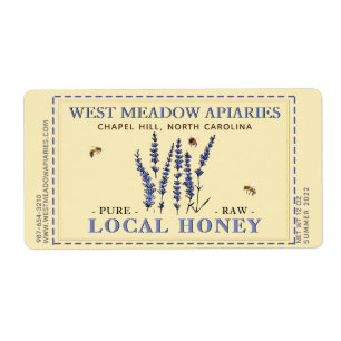 Étiquette Lavender and Bees Honey Label Dashed Border