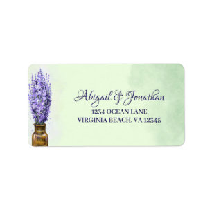 Étiquette Lavender Flowers Sage Green Couple Adresse du Mari