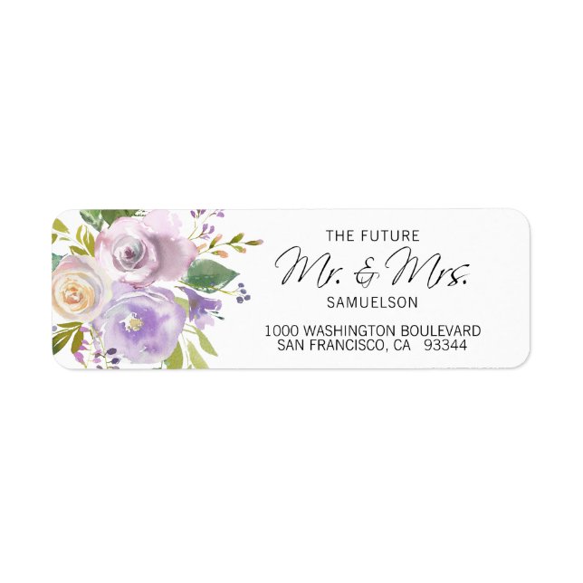 Étiquette LAVENDER Future M & Mme Mariage Adresse de retour (Devant)