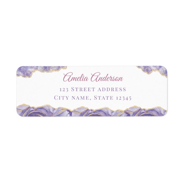 Étiquette Lavender Gold Agate Return Address Labels (Devant)
