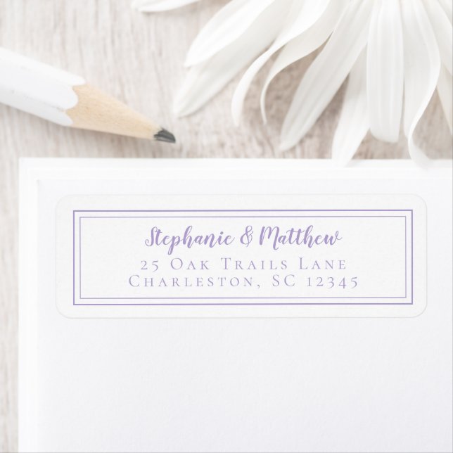 Étiquette Lavender Modern Wedding RSVP Return Address (En situation)