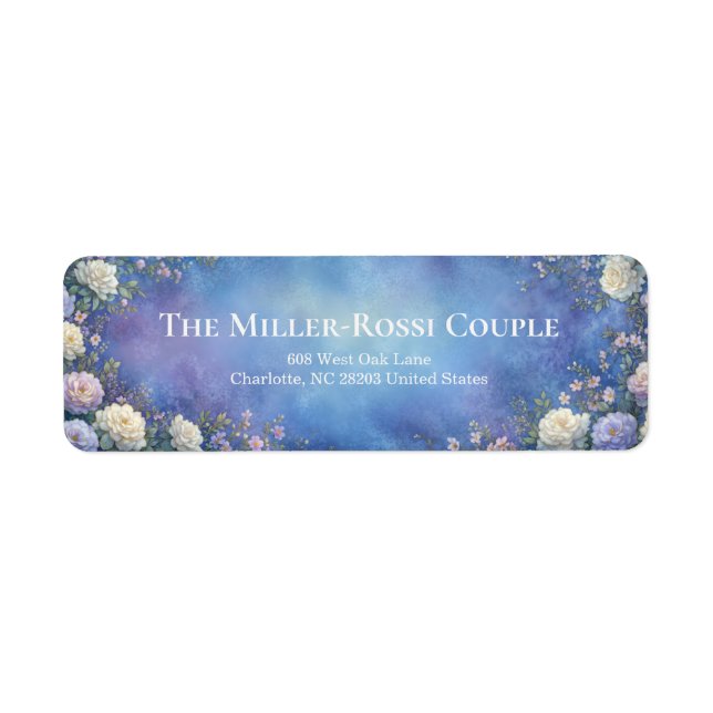 Étiquette Lavender Rose Gold Etched Blue Texture (Devant)